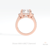 Radiant Cut Accent Three Stone Lab Grown Diamond Ring in 10K Rose Gold - Angled View