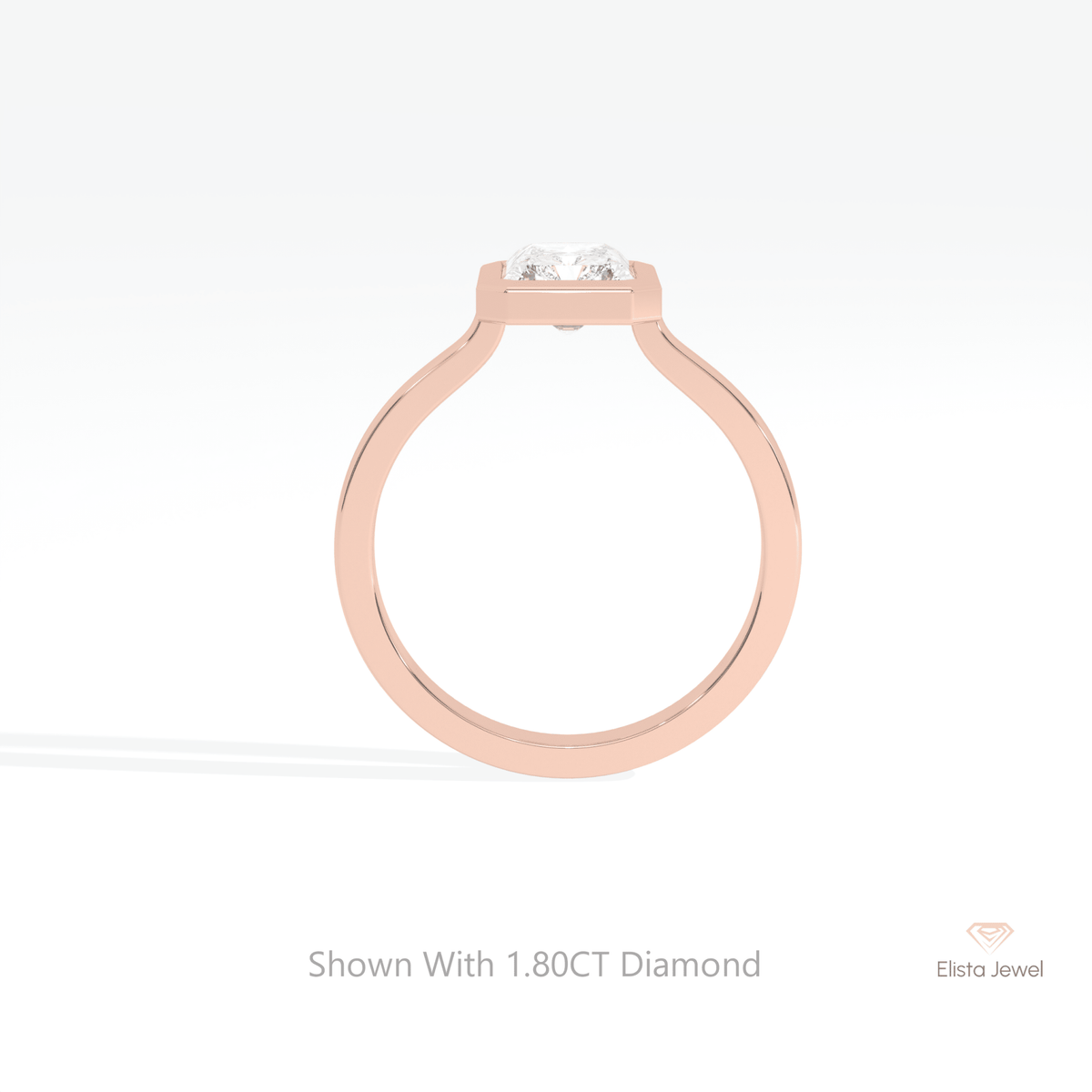 Radiant Cut Full Bezel Solitaire Lab Grown Diamond Ring - Alternative View