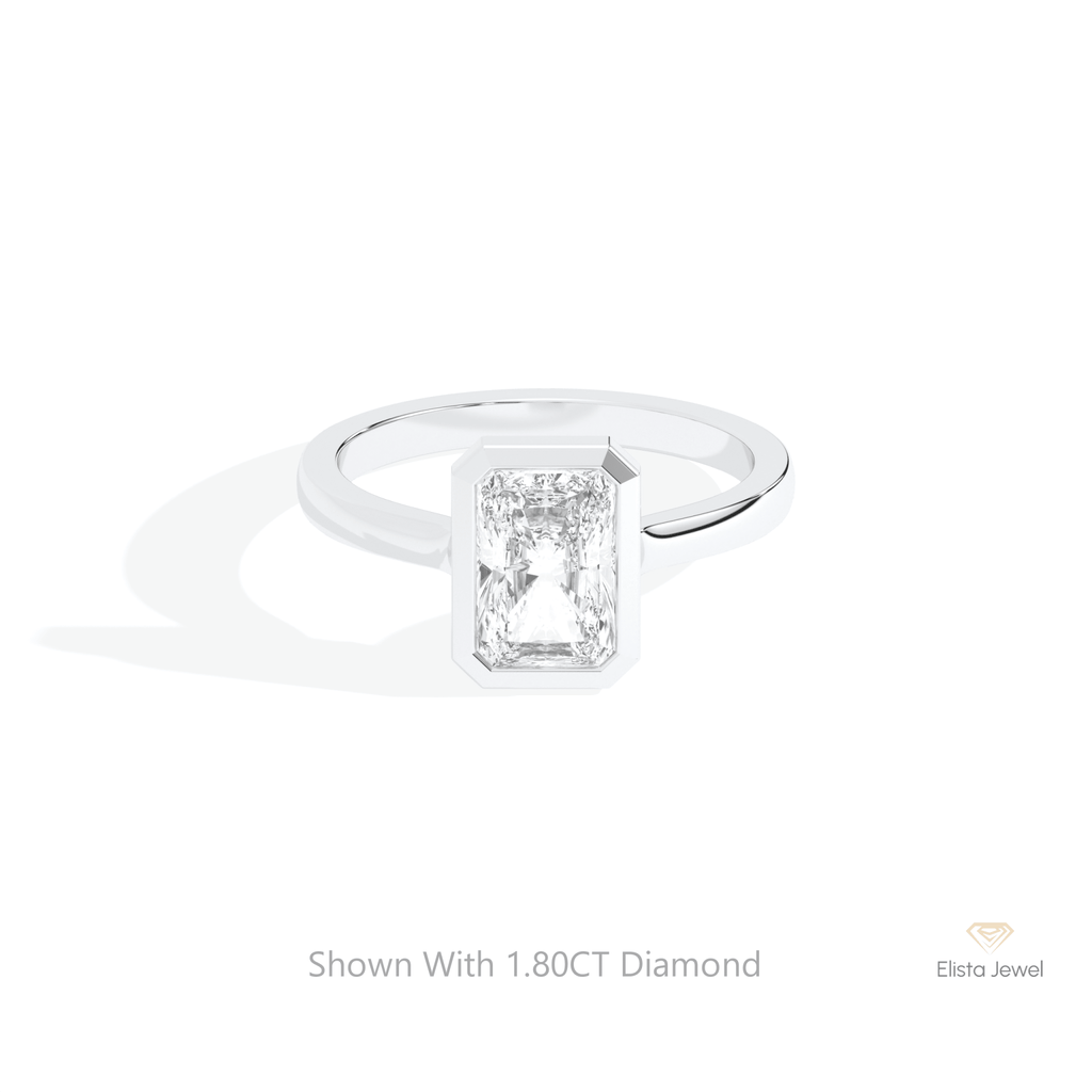 Radiant Cut Full Bezel Solitaire Lab Grown Diamond Ring in 10K White Gold - Front View