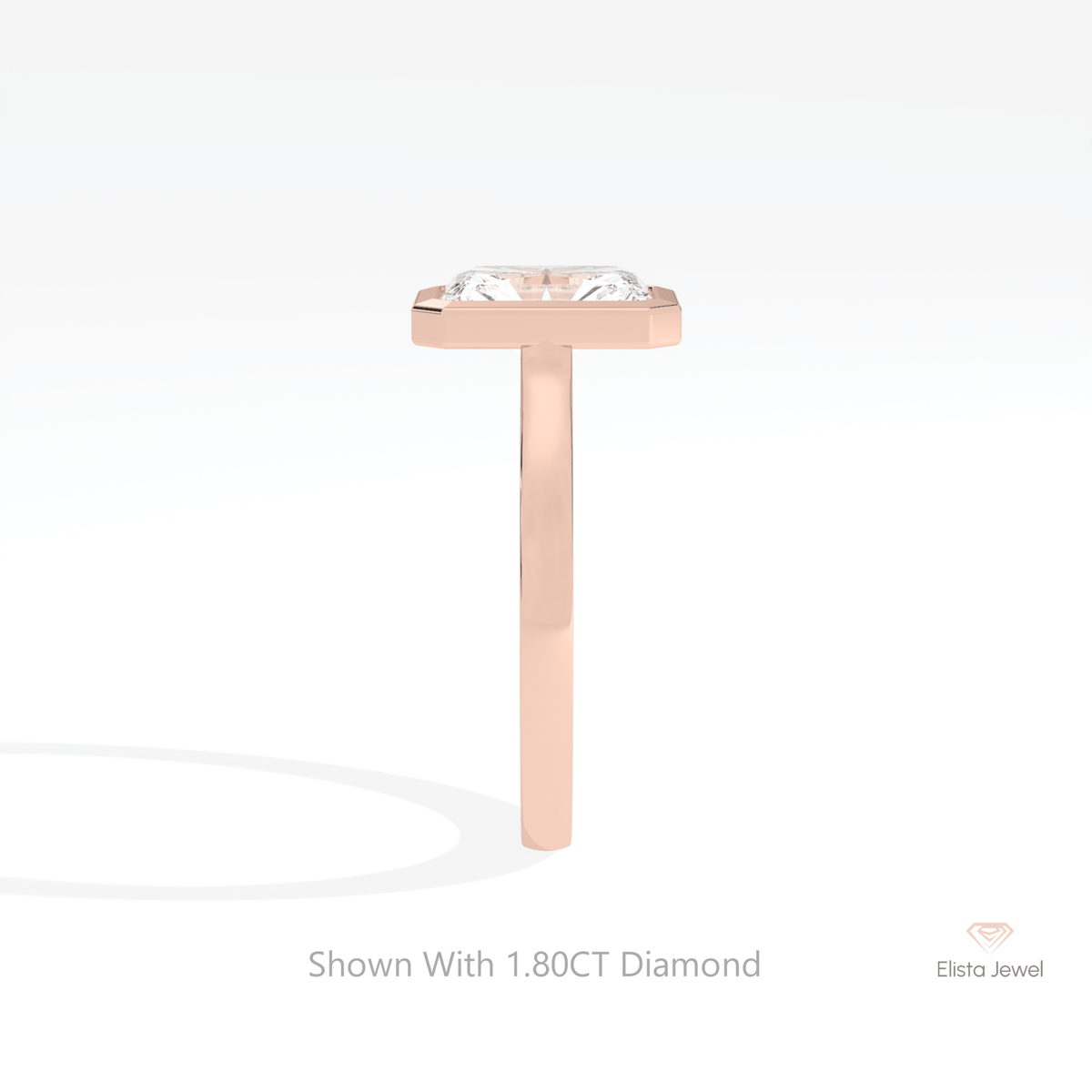 Radiant Cut Full Bezel Solitaire Lab Grown Diamond Ring - Additional View