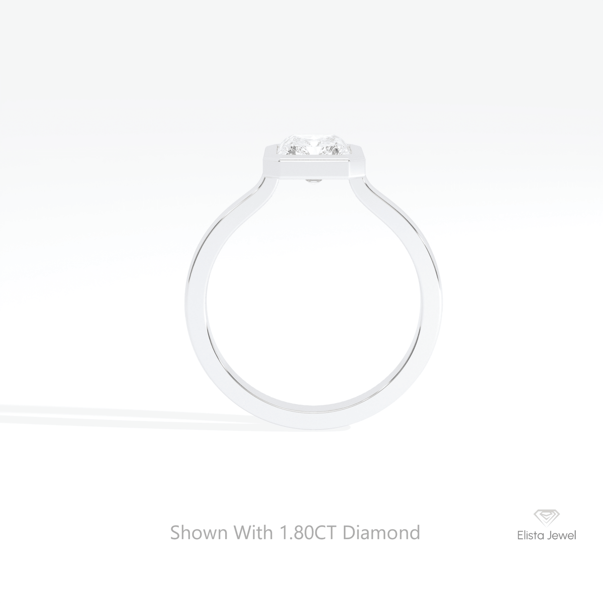 Radiant Cut Full Bezel Solitaire Lab Grown Diamond Ring in 10K Rose Gold - Angled View