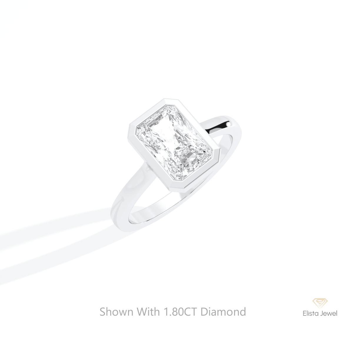 Radiant Cut Full Bezel Solitaire Lab Grown Diamond Ring in 10K Yellow Gold - Side View