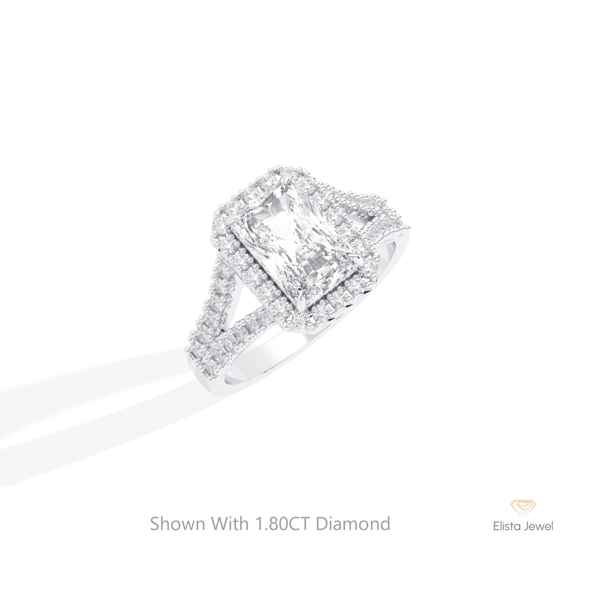 Radiant Cut Halo Engagement Lab Grown Diamond Ring in Platinum - Lifestyle View