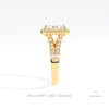 Radiant Cut Halo Engagement Lab Grown Diamond Ring in 18K Yellow Gold - Perspective View