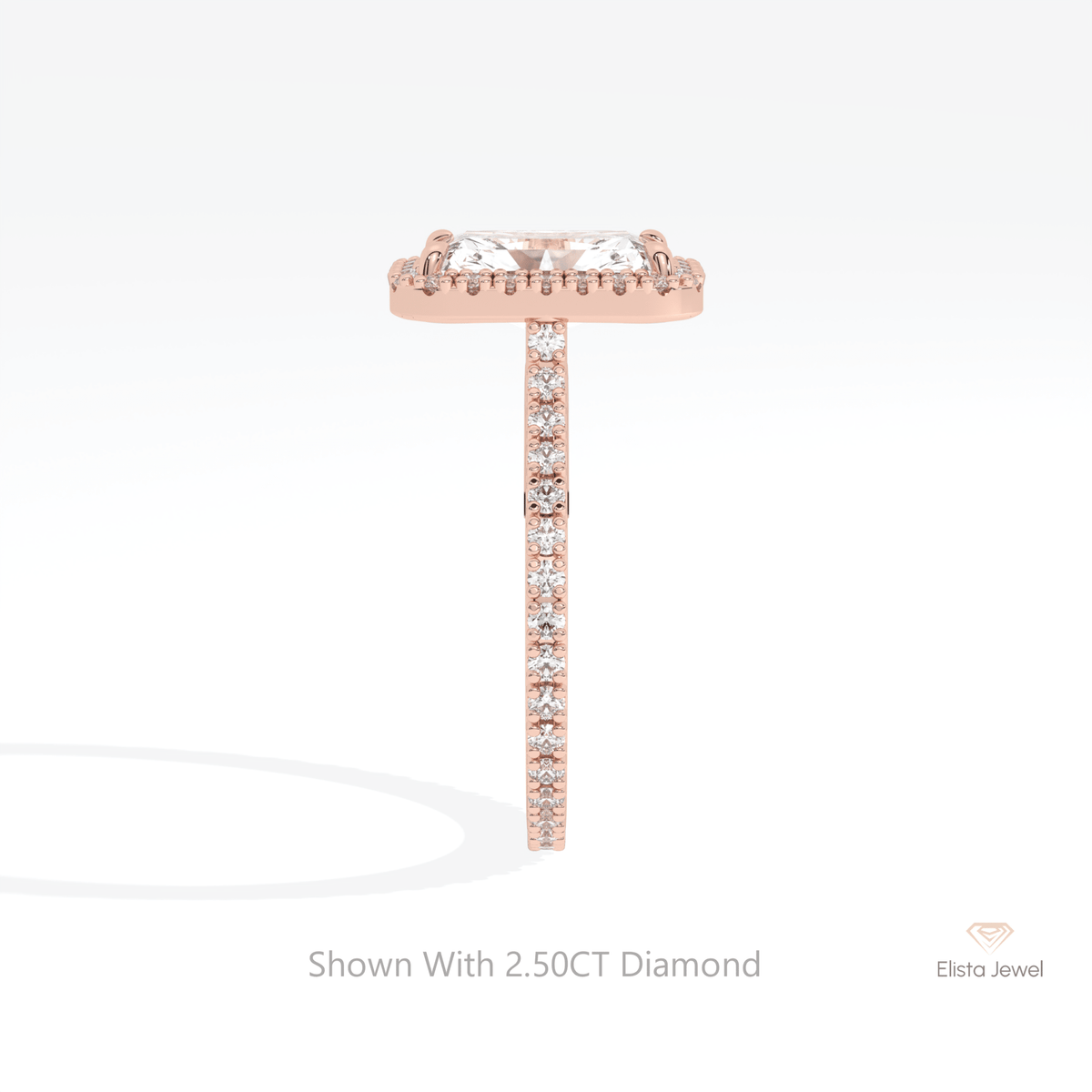 Radiant Cut Halo Engagement Lab Grown Diamond Ring - Additional View