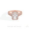 Radiant Cut Halo Engagement Lab Grown Diamond Ring in 18K Rose Gold - Ring on Hand View