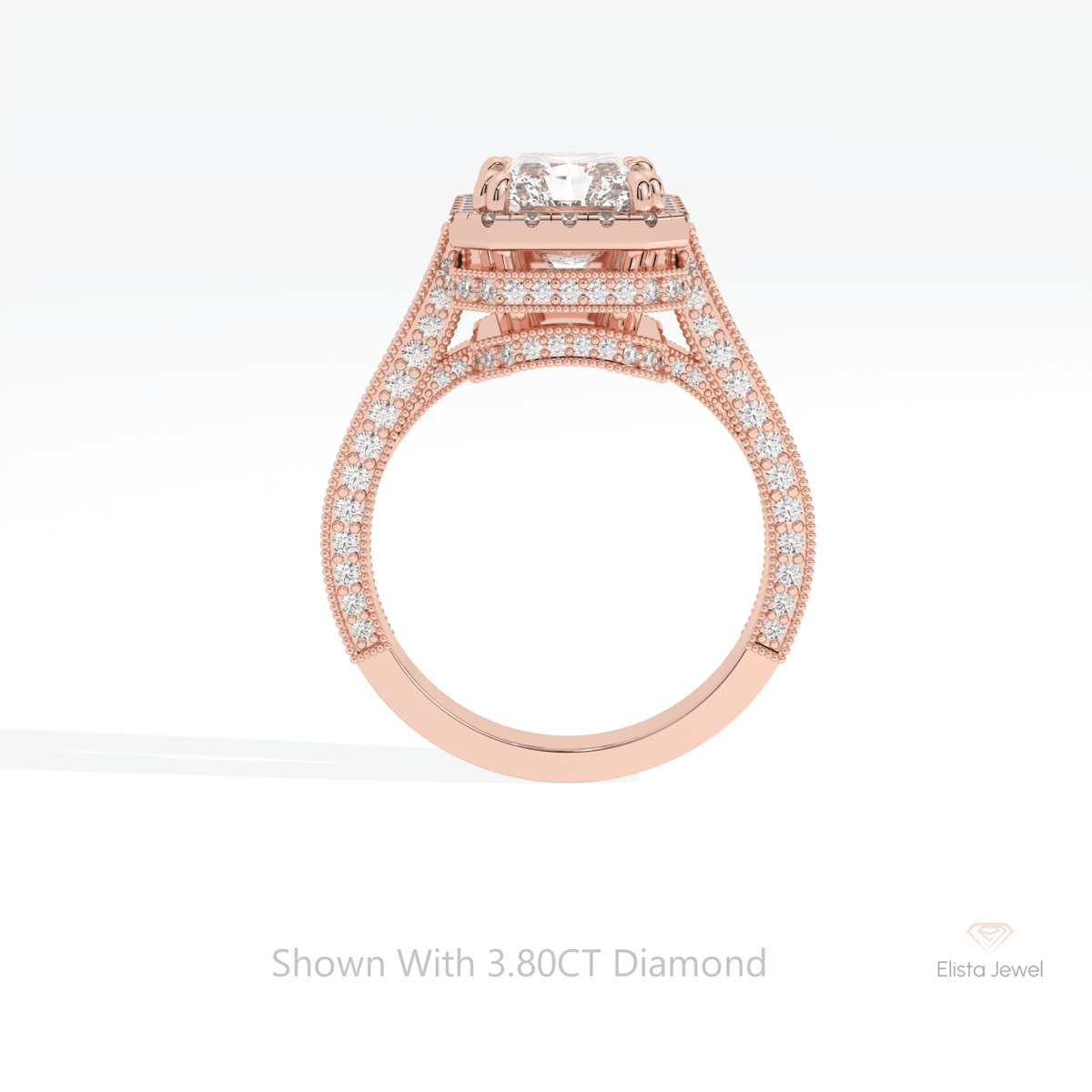 Radiant Cut Halo Engagement Lab Grown Diamond Ring - Alternative View