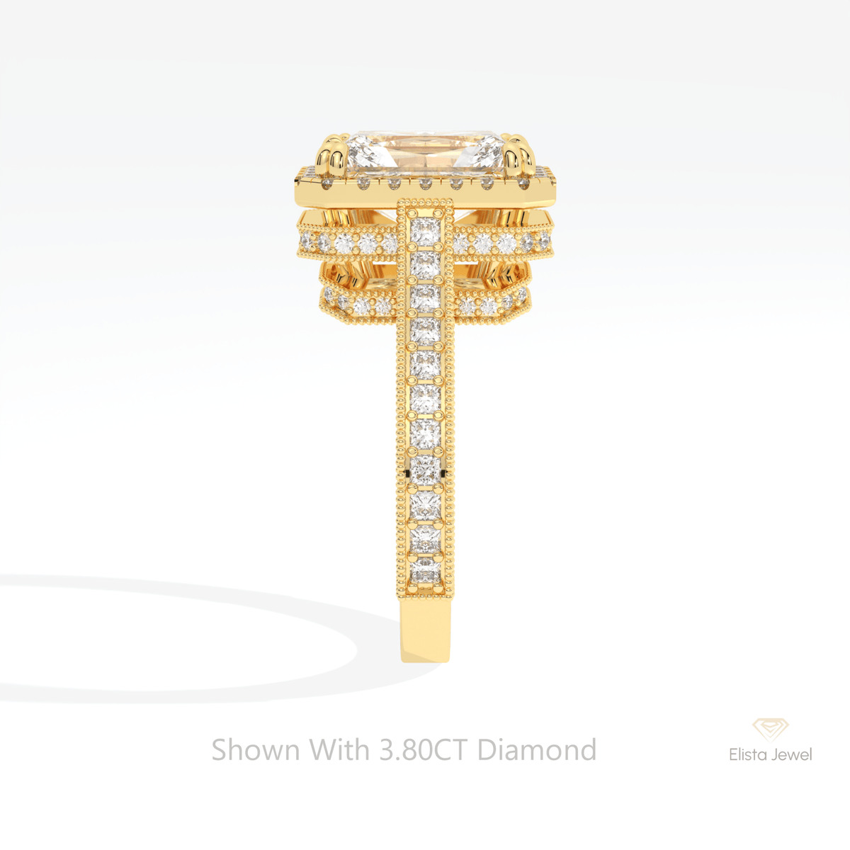 Radiant Cut Halo Engagement Lab Grown Diamond Ring in 14K White Gold - Top View