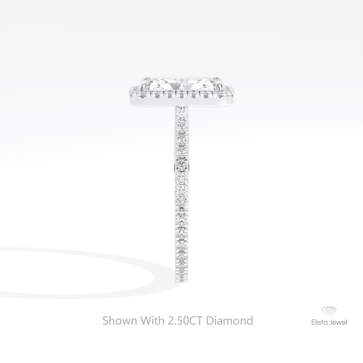 Radiant Cut Halo Engagement Lab Grown Diamond Ring in 14K White Gold - Top View