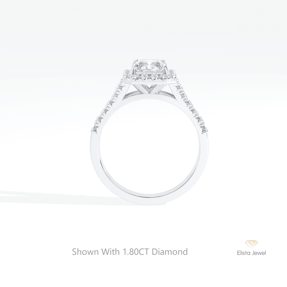 Radiant Cut Halo Engagement Lab Grown Diamond Ring - Alternative View
