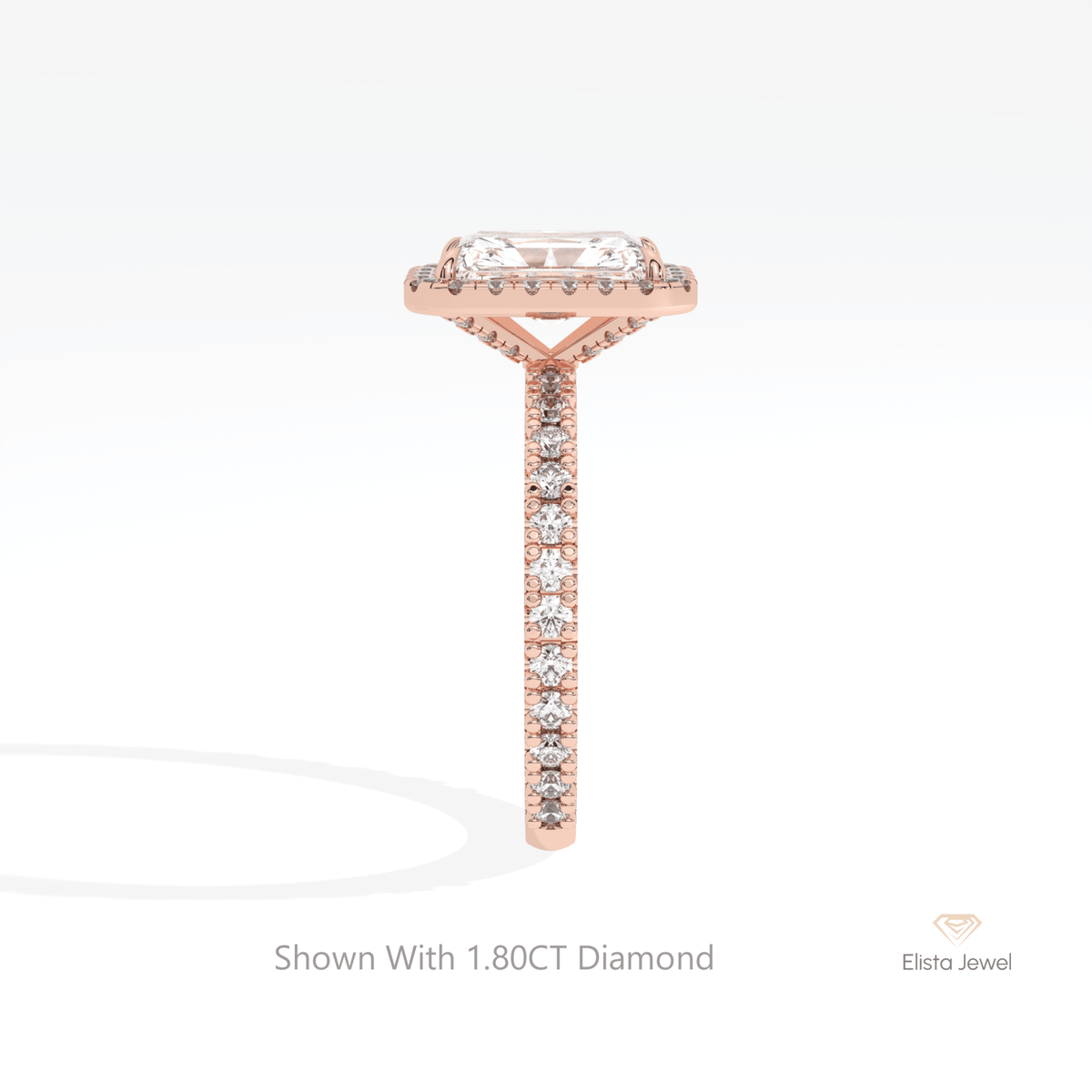 Radiant Cut Halo Wedding Lab Grown Diamond Ring - Additional View