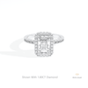 Radiant Cut Halo Wedding Lab Grown Diamond Ring in 10K White Gold - Front View