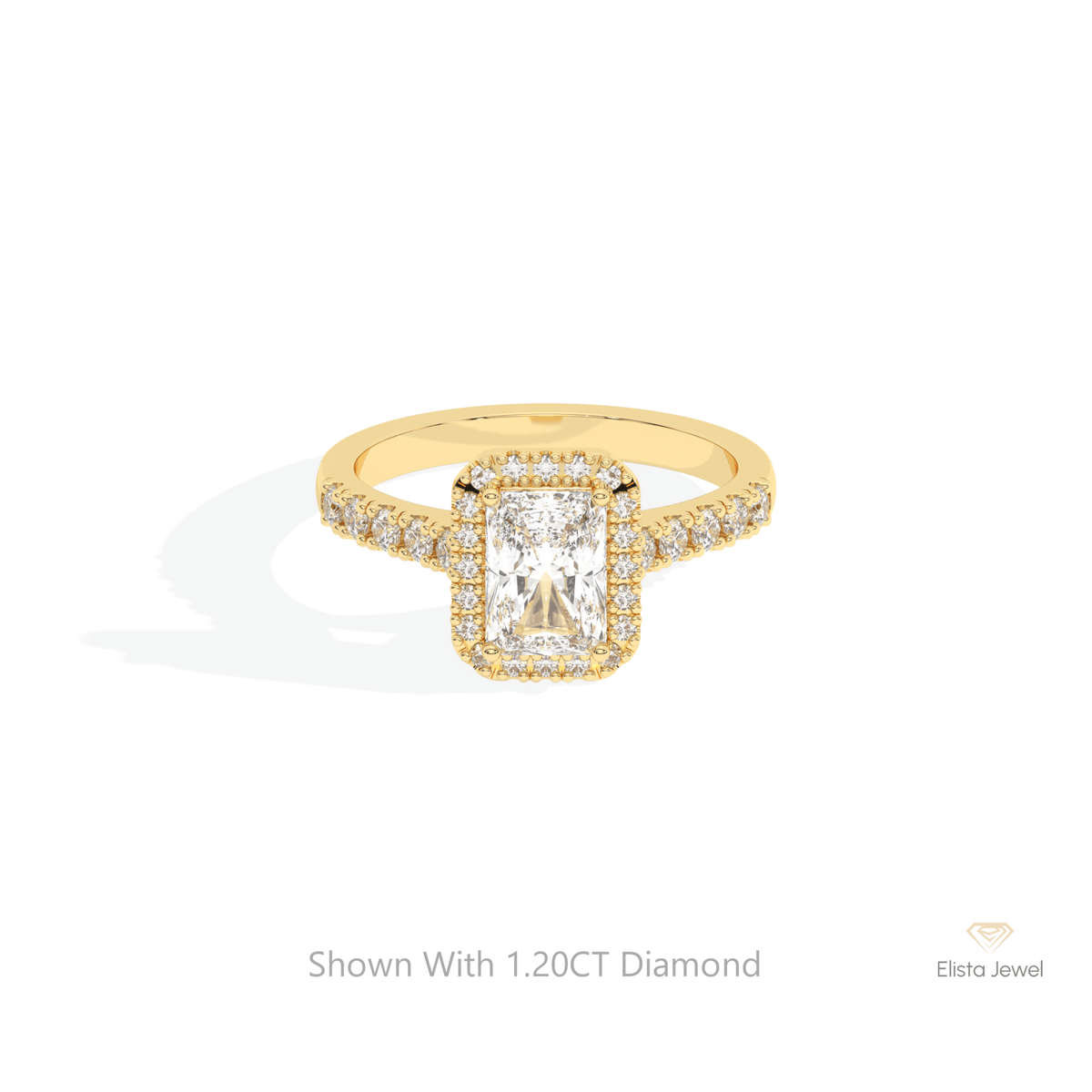 Radiant Cut Halo Wedding Lab Grown Diamond Ring in 18K Rose Gold - Ring on Hand View