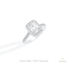 Radiant Cut Halo Wedding Lab Grown Diamond Ring in 14K Rose Gold - Profile View