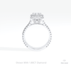 Radiant Cut Halo Wedding Lab Grown Diamond Ring in 18K White Gold - Close-up View