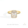 Radiant Cut Halo Wedding Lab Grown Diamond Ring in 14K Yellow Gold - Detail View