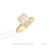 Radiant Cut Halo Wedding Lab Grown Diamond Ring in 14K Rose Gold - Profile View