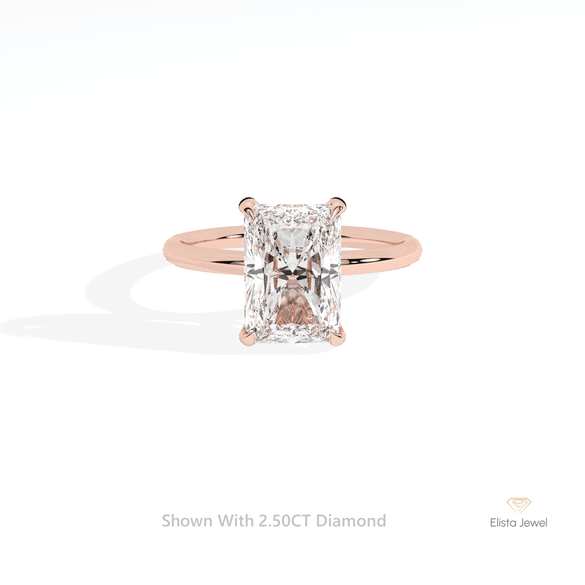 Radiant Cut Hidden Halo Engagement Lab Grown Diamond Ring in 10K White Gold - Front View