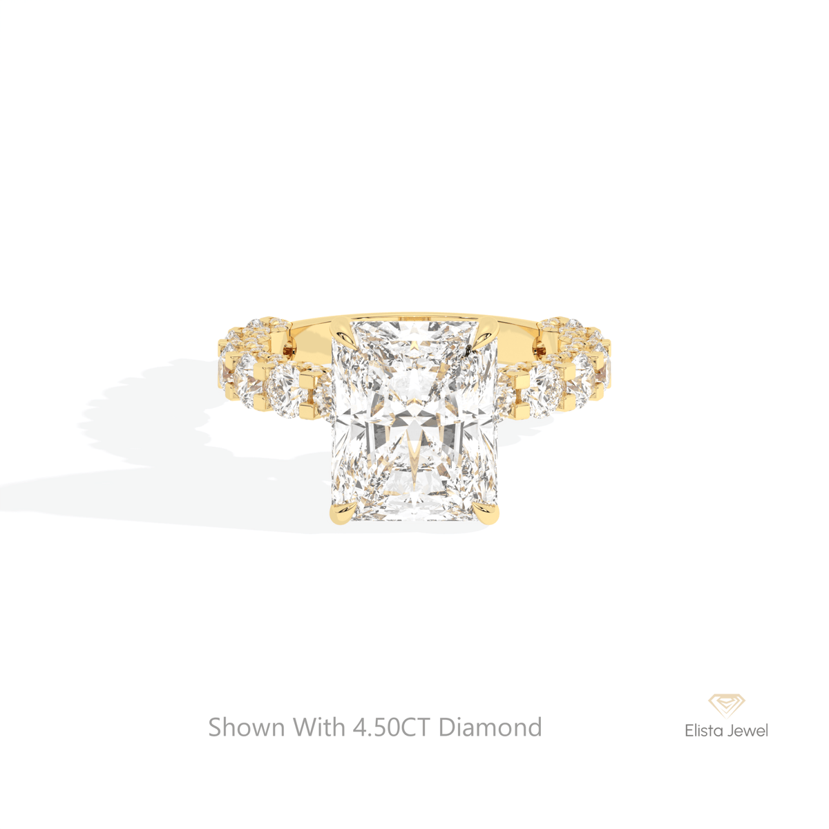 Radiant Cut Hidden Halo Engagement Lab Grown Diamond Ring in 10K White Gold - Front View