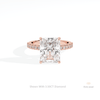 Radiant Cut Hidden Halo Engagement Lab Grown Diamond Ring in 18K Rose Gold - Ring on Hand View