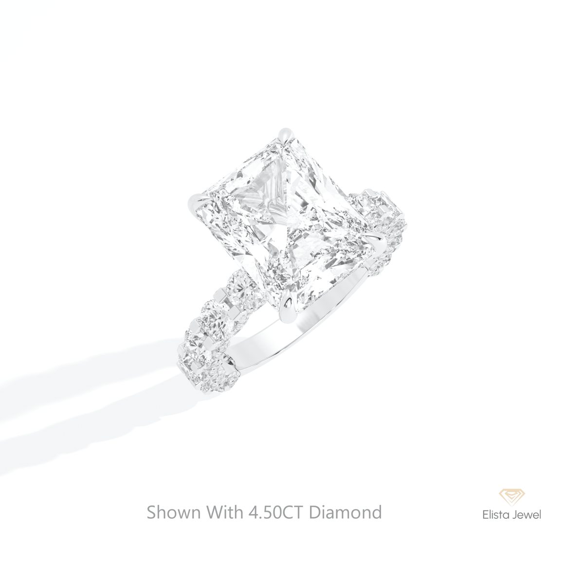 Radiant Cut Hidden Halo Engagement Lab Grown Diamond Ring in 14K Rose Gold - Profile View