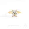 Radiant Cut Hidden Halo Engagement Lab Grown Diamond Ring in 18K Rose Gold - Ring on Hand View