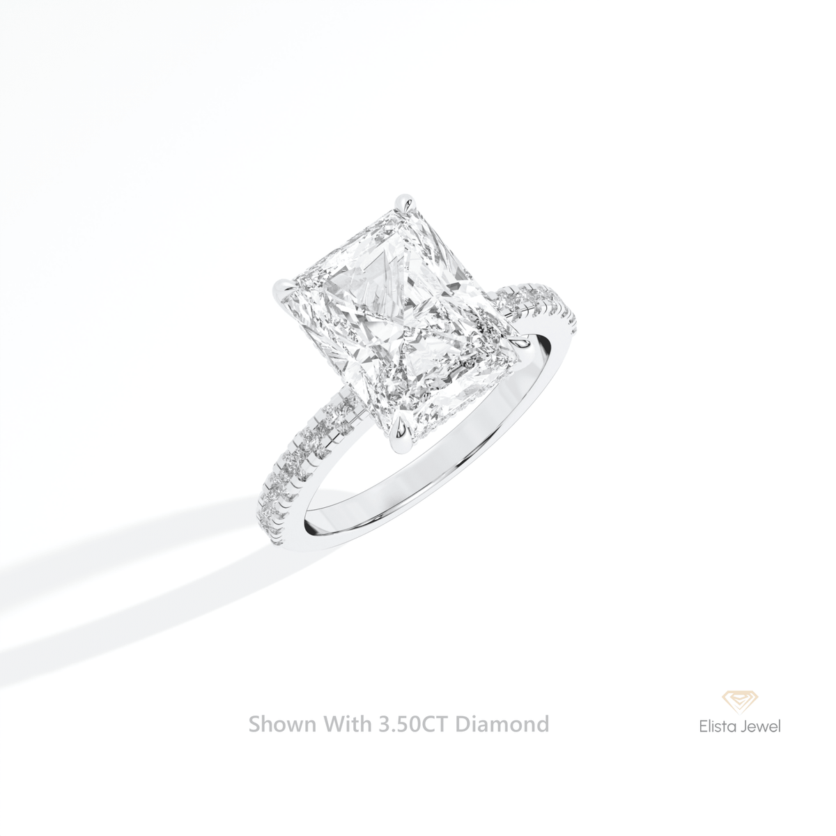 Radiant Cut Hidden Halo Engagement Lab Grown Diamond Ring in 14K Rose Gold - Profile View