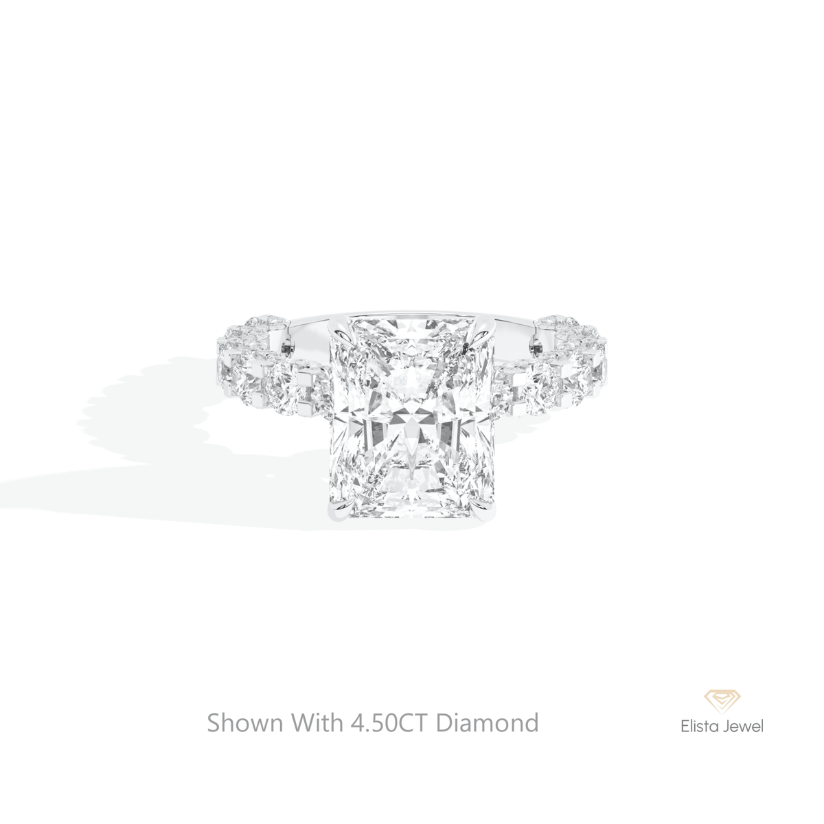 Radiant Cut Hidden Halo Engagement Lab Grown Diamond Ring in 14K Yellow Gold - Detail View