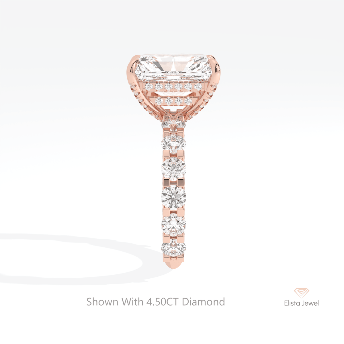 Radiant Cut Hidden Halo Engagement Lab Grown Diamond Ring - Additional View