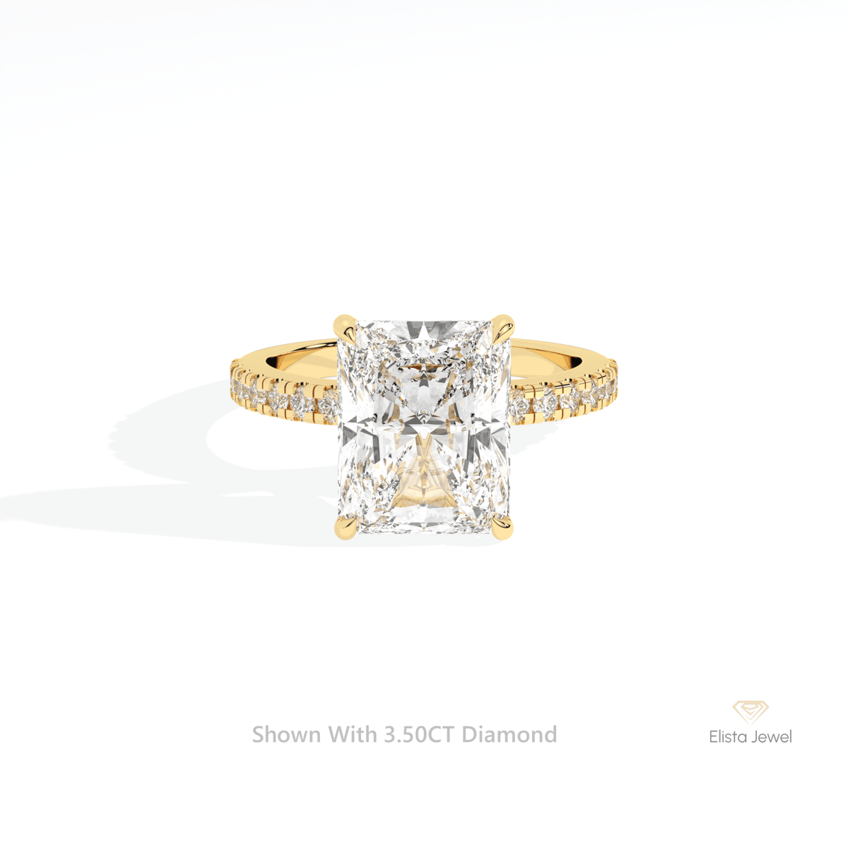 Radiant Cut Hidden Halo Engagement Lab Grown Diamond Ring in 10K White Gold - Front View