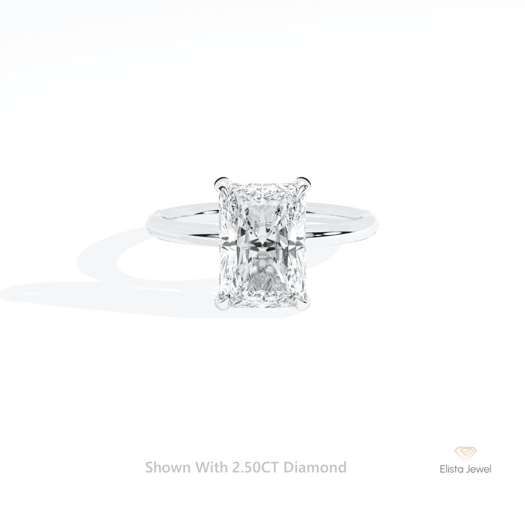 Radiant Cut Hidden Halo Engagement Lab Grown Diamond Ring in 14K Yellow Gold - Detail View