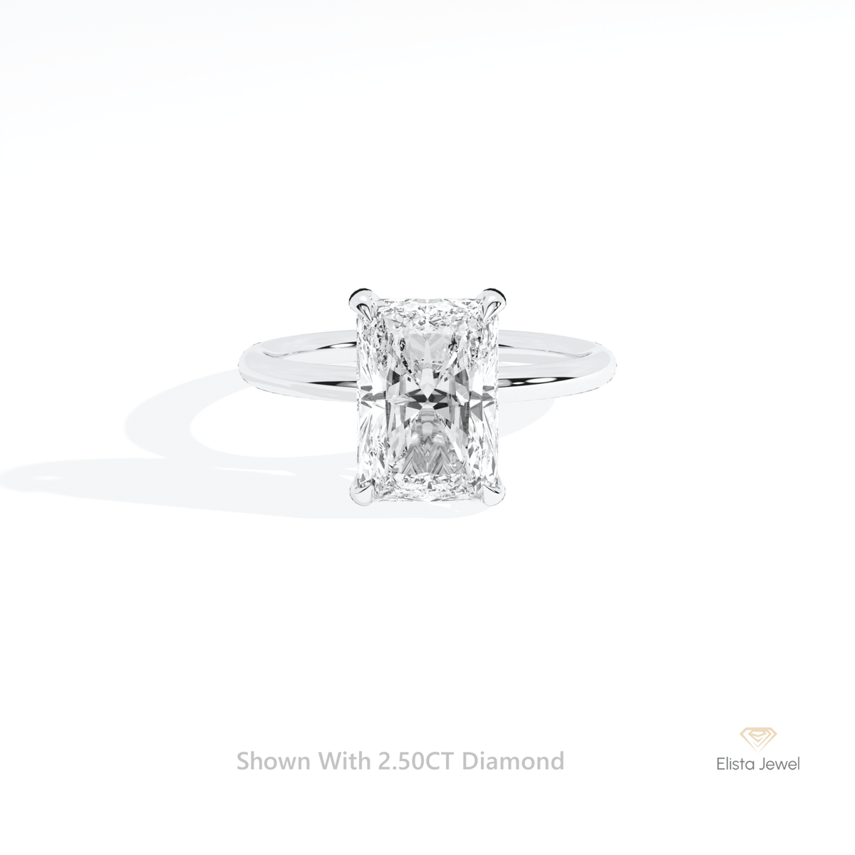 Radiant Cut Hidden Halo Engagement Lab Grown Diamond Ring in 14K Yellow Gold - Detail View
