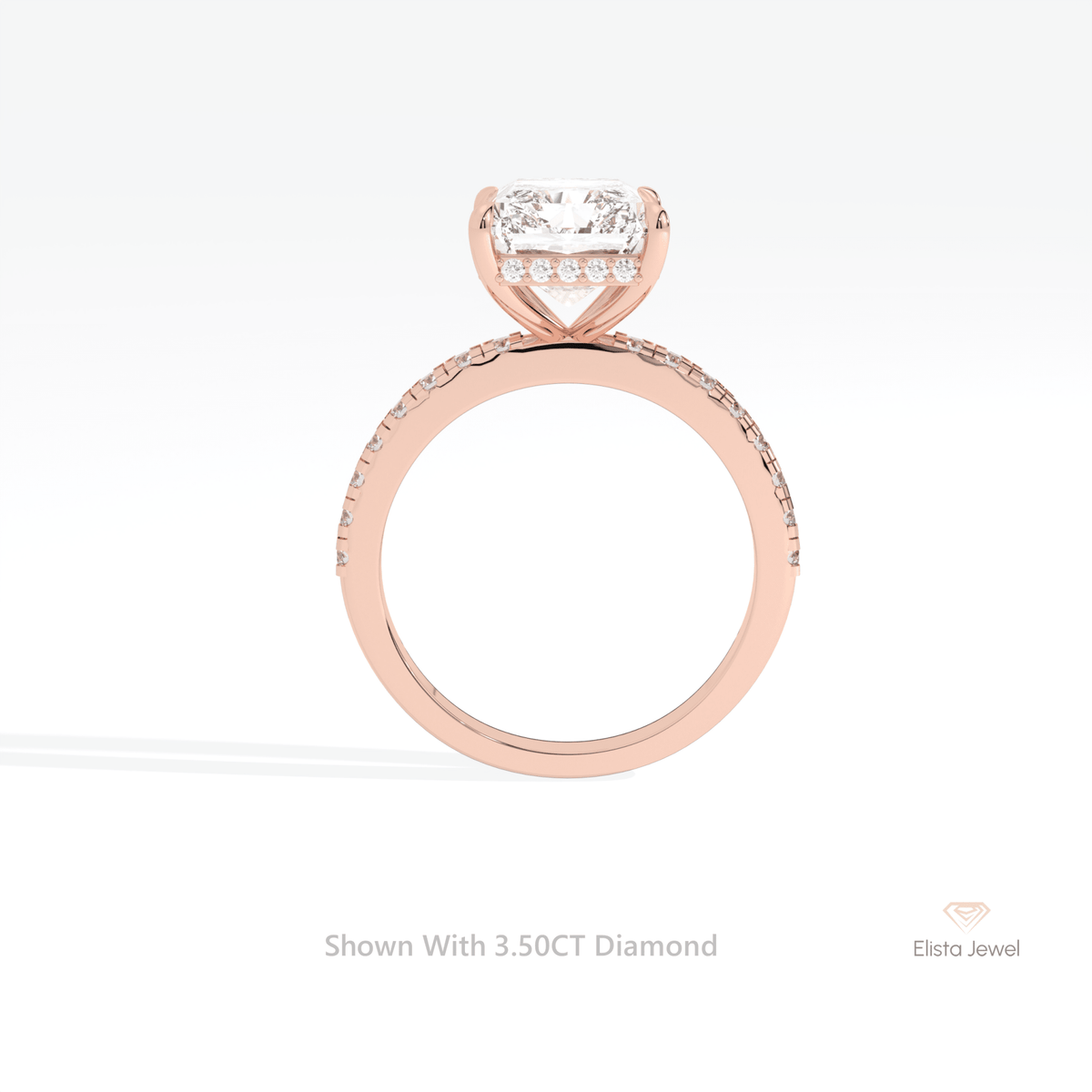 Radiant Cut Hidden Halo Engagement Lab Grown Diamond Ring - Alternative View