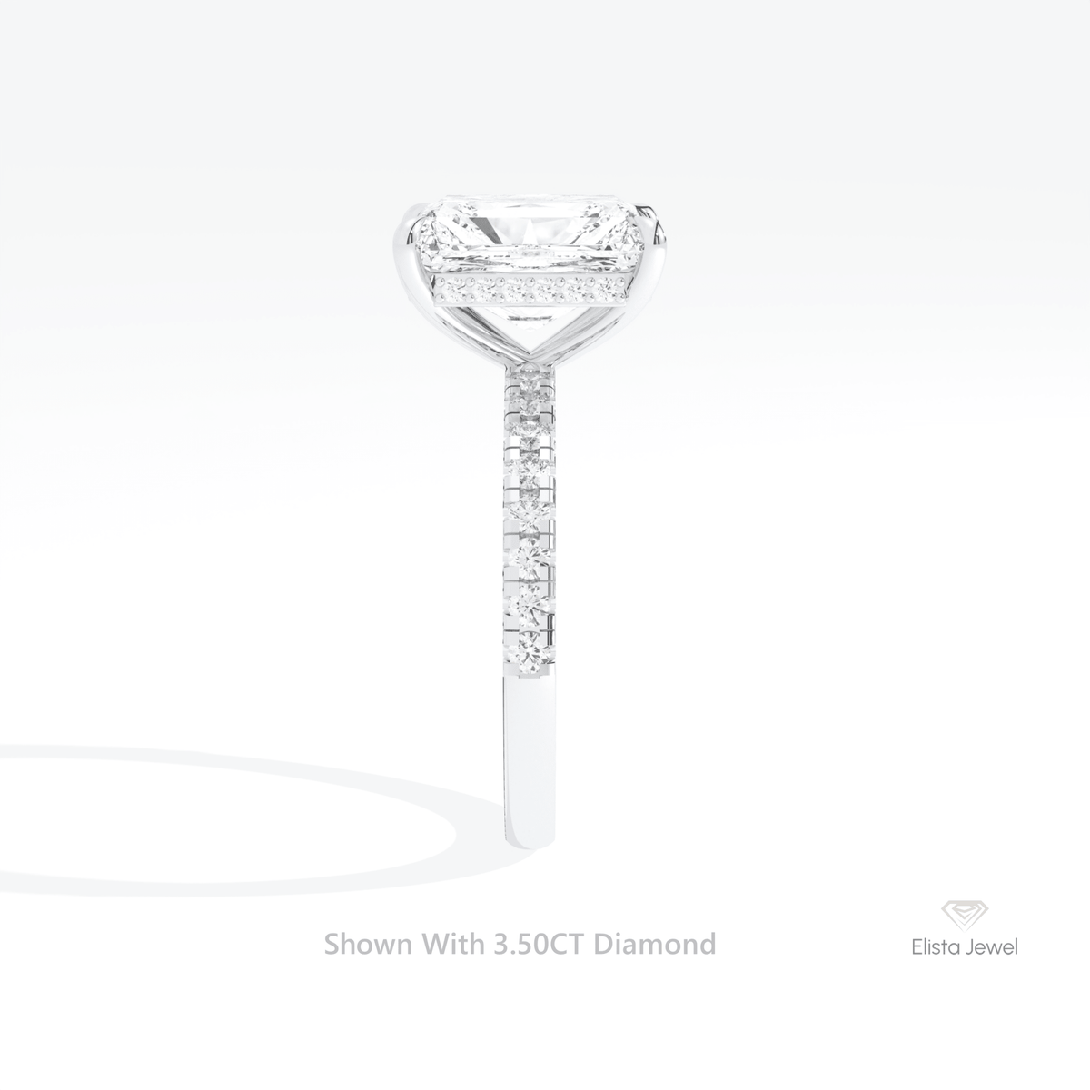 Radiant Cut Hidden Halo Engagement Lab Grown Diamond Ring in 18K Yellow Gold - Perspective View