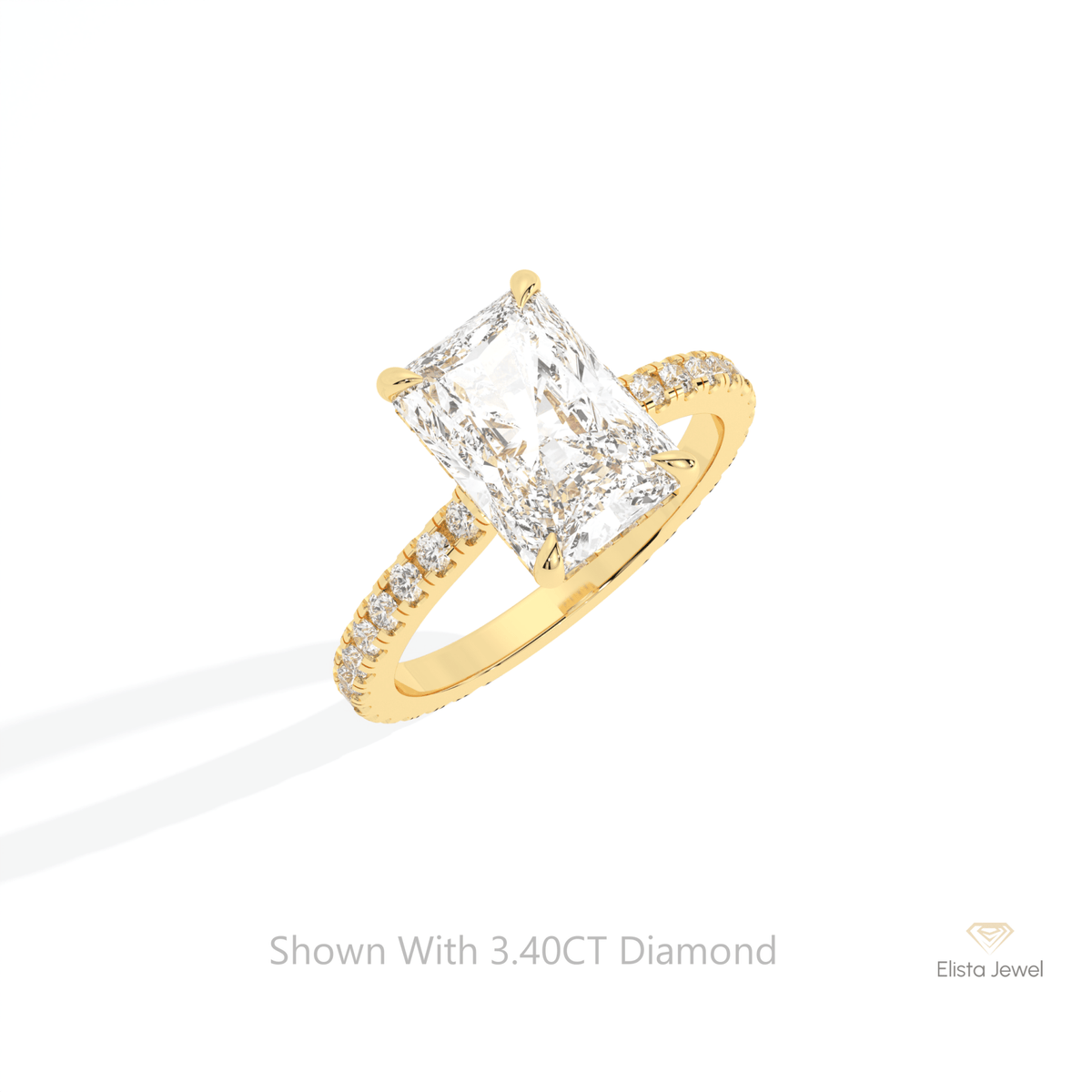 Radiant Cut Hidden Halo Wedding Lab Grown Diamond Ring in 14K Rose Gold - Profile View