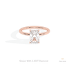 Radiant Cut Hidden Halo Wedding Lab Grown Diamond Ring in 18K Rose Gold - Ring on Hand View