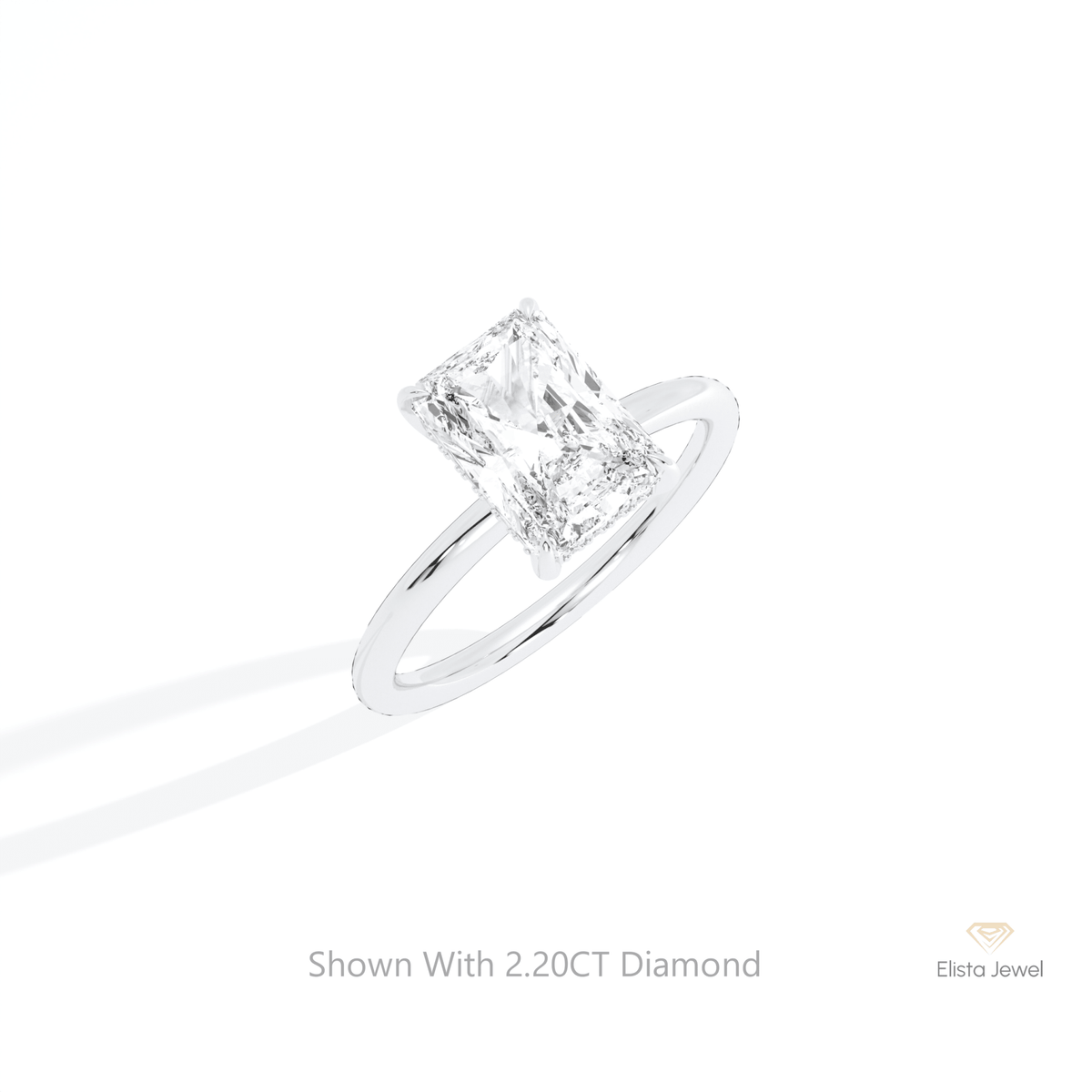 Radiant Cut Hidden Halo Wedding Lab Grown Diamond Ring in 10K Yellow Gold - Side View