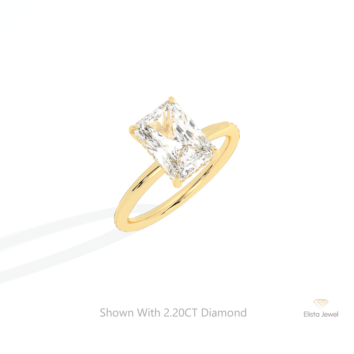 Radiant Cut Hidden Halo Wedding Lab Grown Diamond Ring in 14K Rose Gold - Profile View