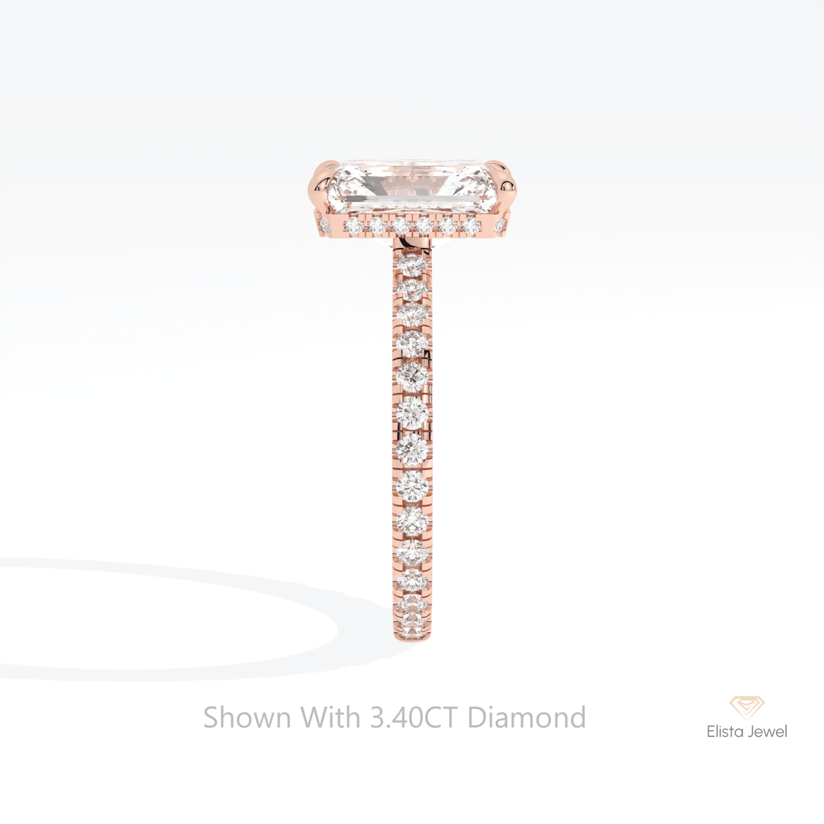 Radiant Cut Hidden Halo Wedding Lab Grown Diamond Ring - Additional View