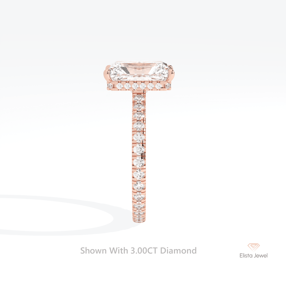 Radiant Cut Hidden Halo Wedding Lab Grown Diamond Ring - Additional View