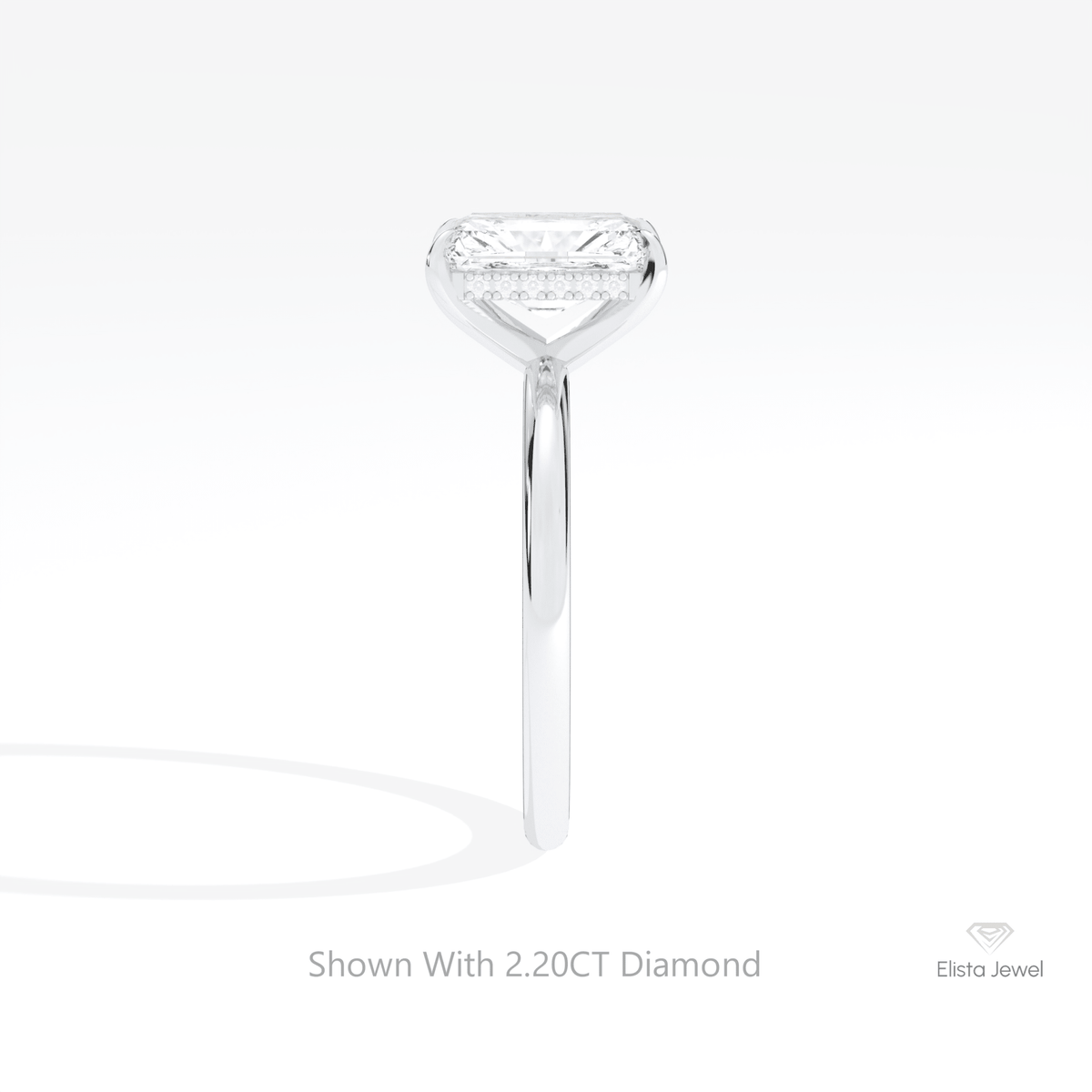 Radiant Cut Hidden Halo Wedding Lab Grown Diamond Ring in 14K White Gold - Top View