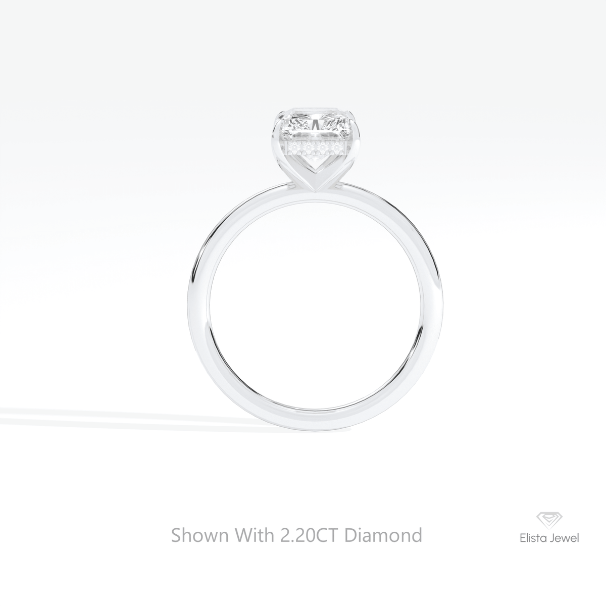 Radiant Cut Hidden Halo Wedding Lab Grown Diamond Ring in 10K Rose Gold - Angled View