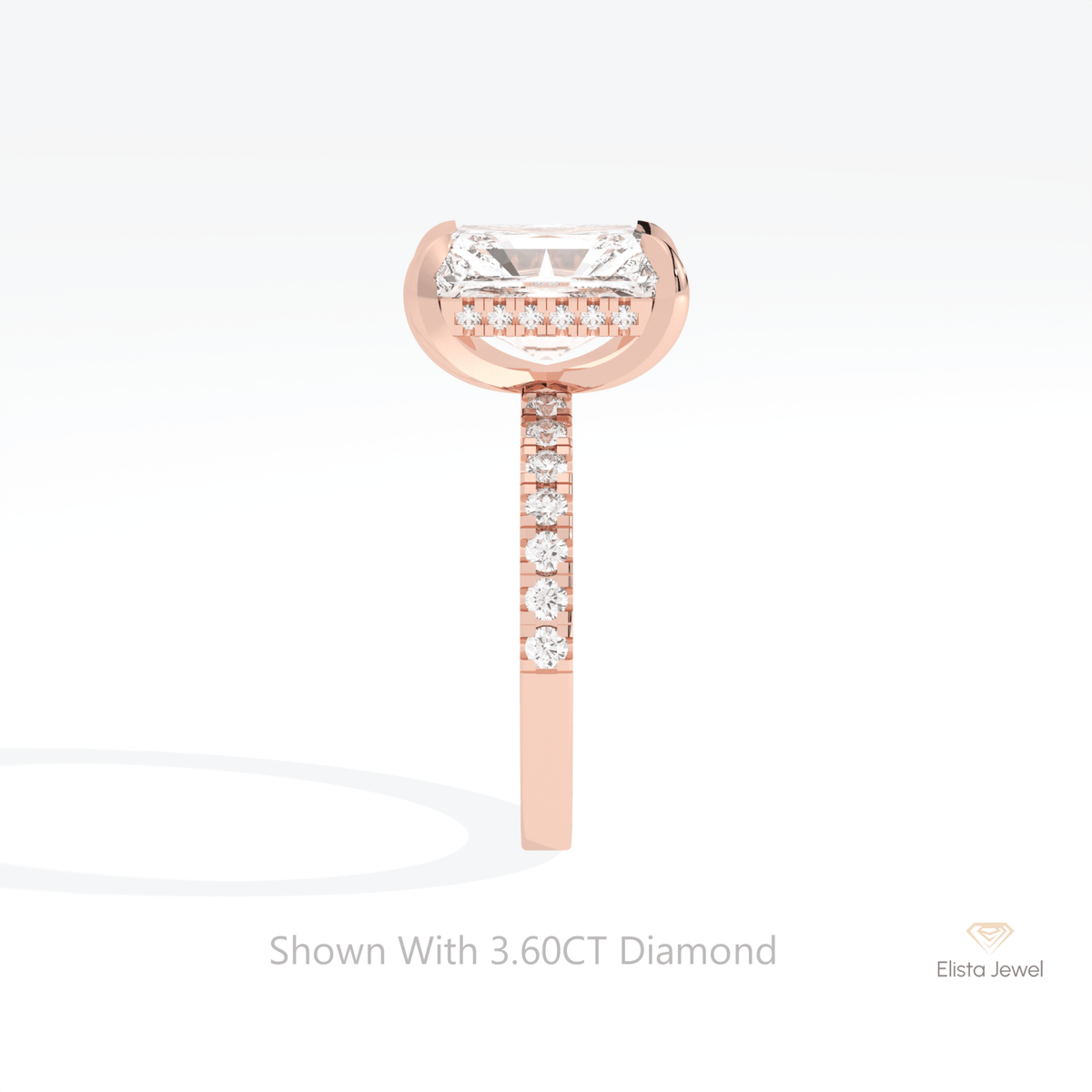 Radiant Cut Hidden Halo Wedding Lab Grown Diamond Ring - Additional View