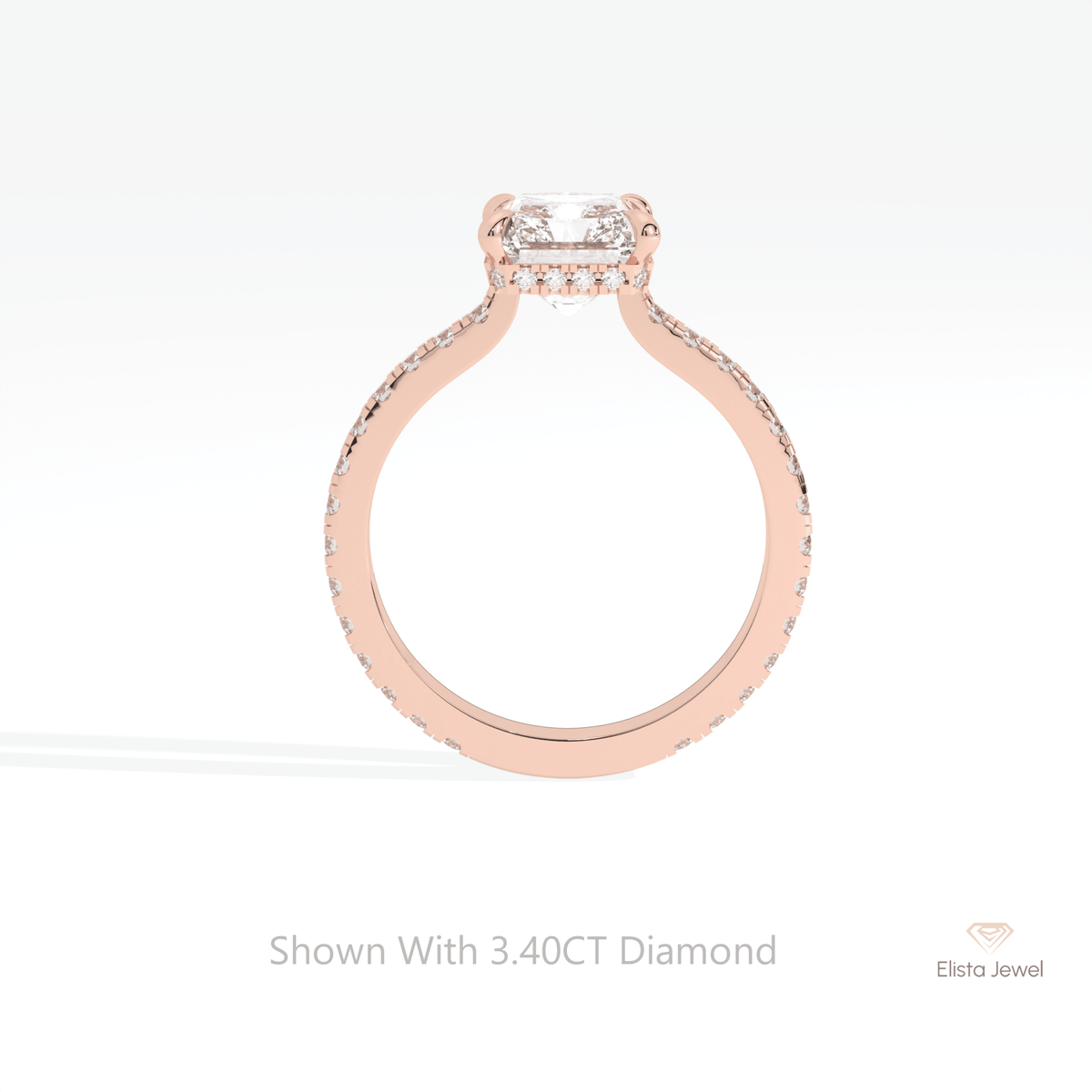 Radiant Cut Hidden Halo Wedding Lab Grown Diamond Ring - Alternative View