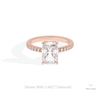 Radiant Cut Hidden Halo Wedding Lab Grown Diamond Ring in 18K Rose Gold - Ring on Hand View