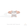 Radiant Cut Hidden Halo Wedding Lab Grown Diamond Ring in 18K Rose Gold - Ring on Hand View