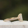 Radiant Cut Lab Diamond Hidden Halo Wedding Ring in 18K - Angled View
