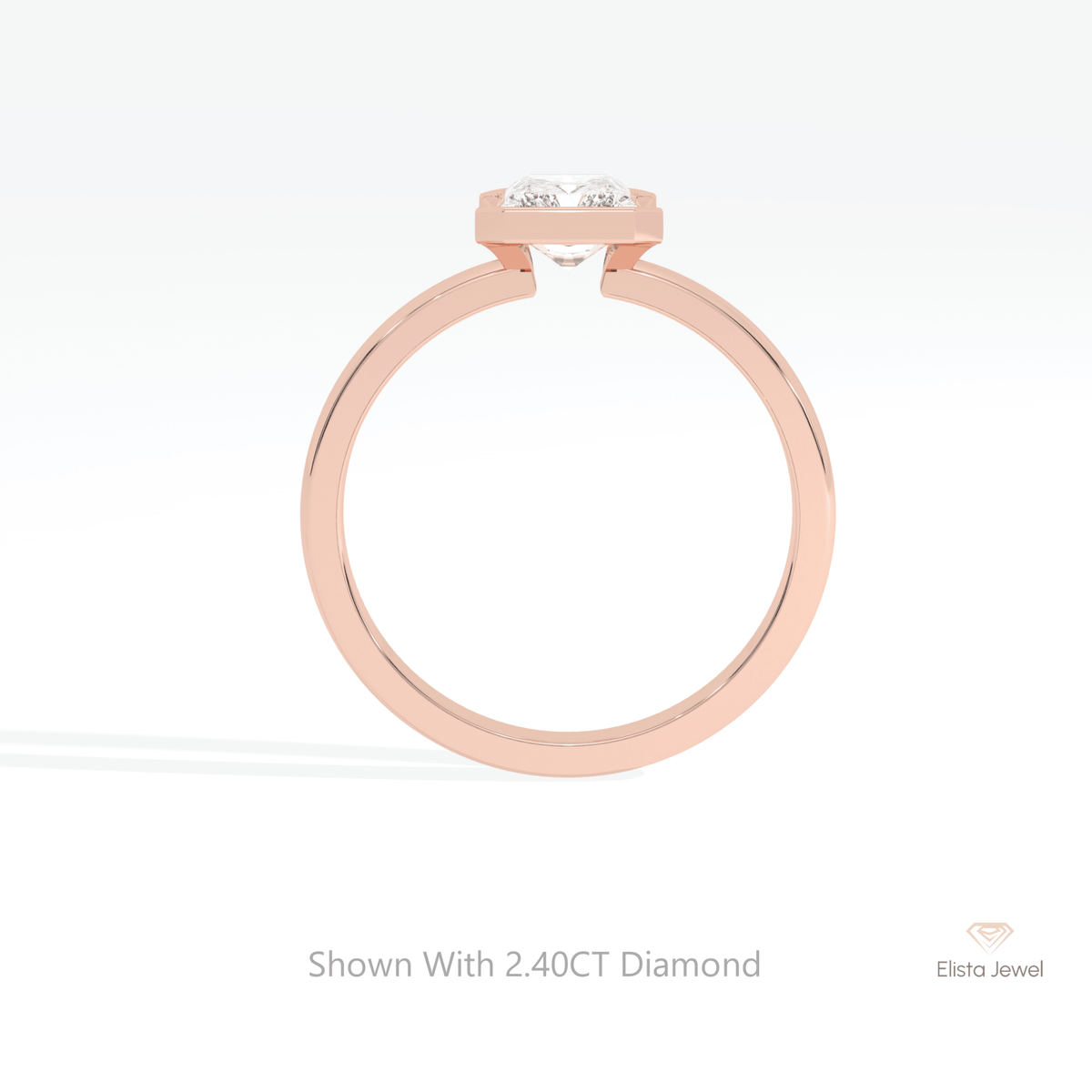 Radiant Cut Semi Bezel Solitaire Lab Grown Diamond Ring - Alternative View