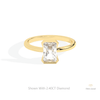 Radiant Cut Semi Bezel Solitaire Lab Grown Diamond Ring in 14K Yellow Gold - Detail View