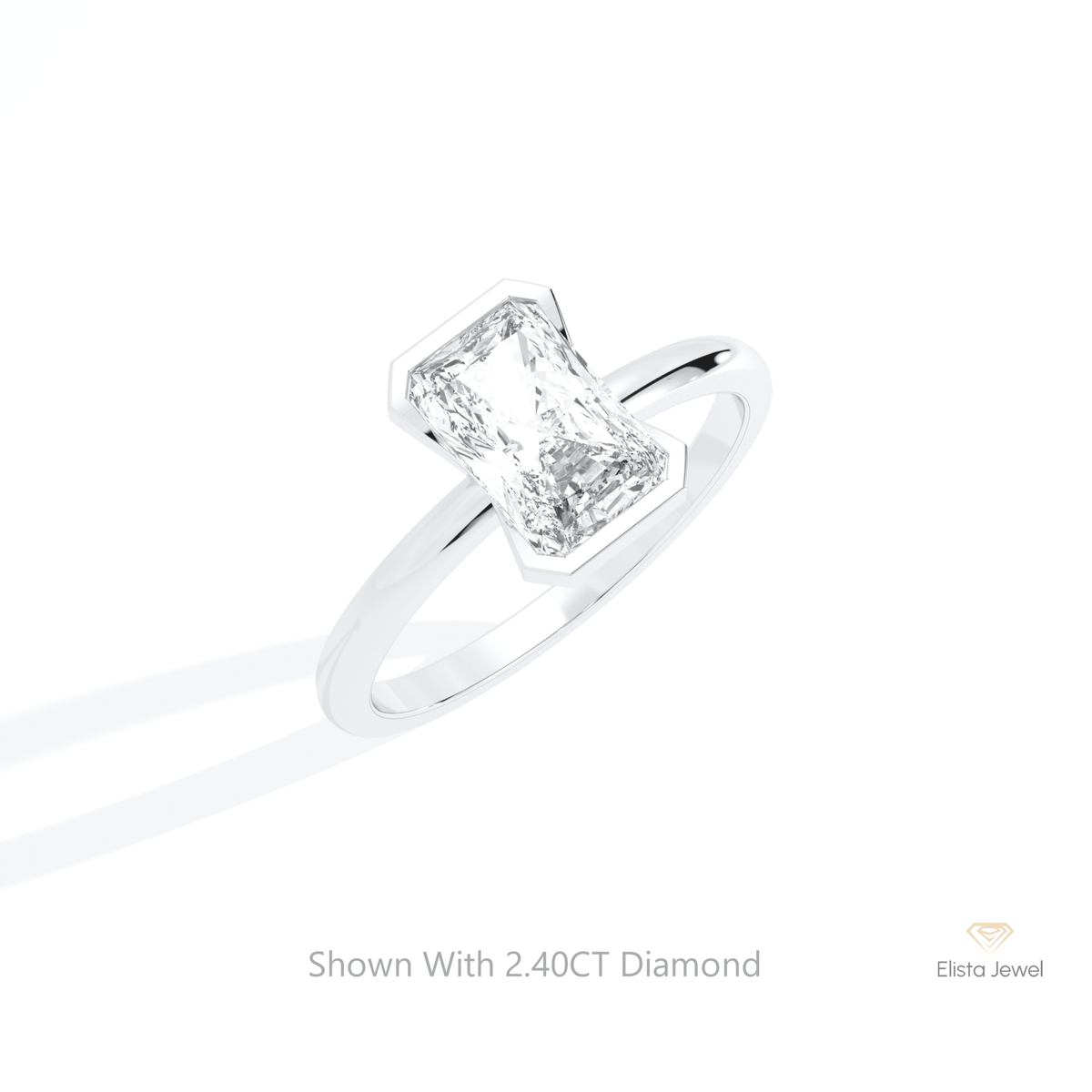 Radiant Cut Semi Bezel Solitaire Lab Grown Diamond Ring in 10K Yellow Gold - Side View